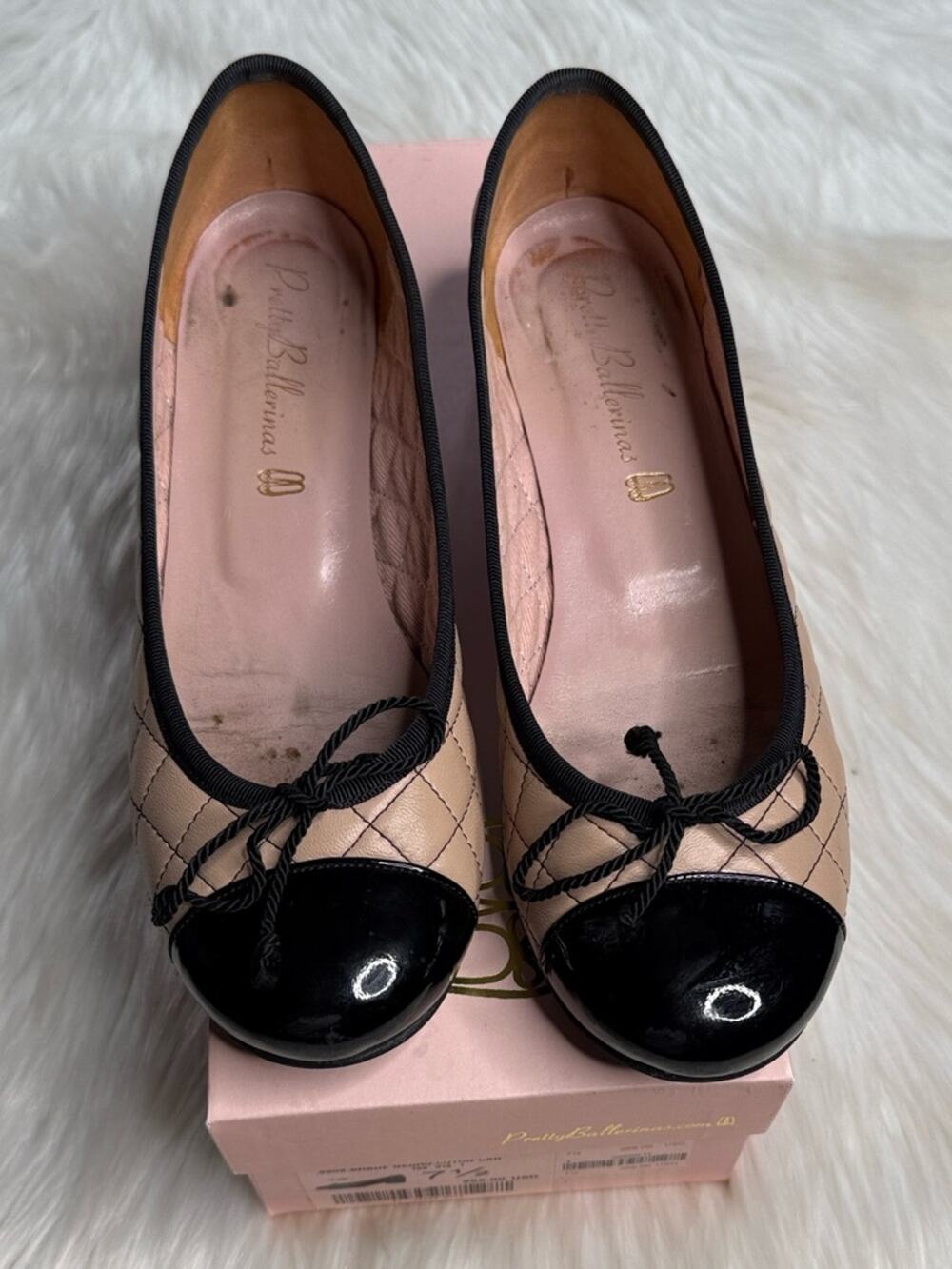 Pretty Ballerinas Beige Quilted Leather Gretschen Ballet Flats